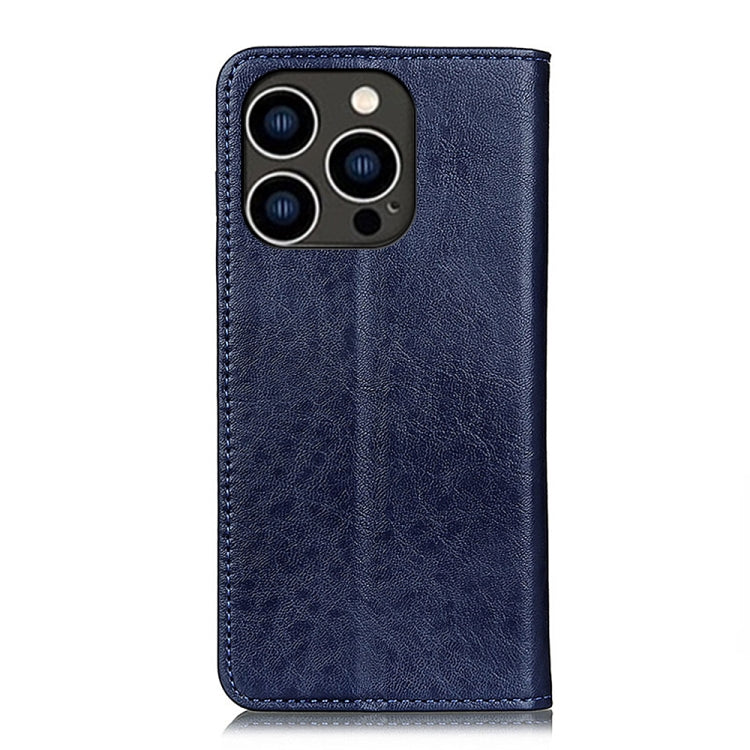 For iPhone 15 Pro Max Magnetic Crazy Horse Texture Horizontal Flip Leather Phone Case(Blue) - free shipping - PMC TechLife - Order now!