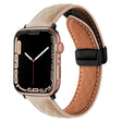 For Apple Watch 5 44mm Folding Buckle Rhombus Leather Watch Band(Apricot) - Watch Bands by PMC TechLife | Online Shopping South Africa | PMC TechLife
