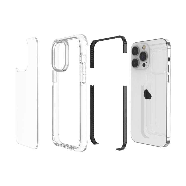 For iPhone 15 Pro Max Four-corner Shockproof TPU + Acrylic Phone Case(Black + Transparent)