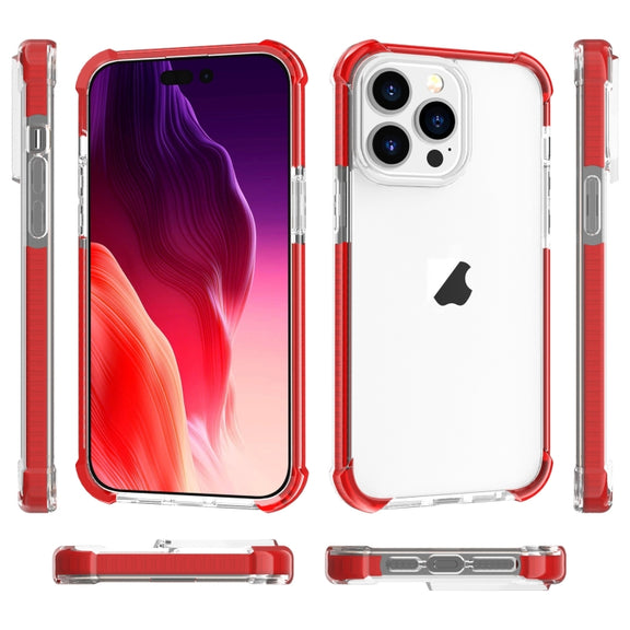 For iPhone 15 Pro Max Four-corner Shockproof TPU + Acrylic Phone Case(Red)