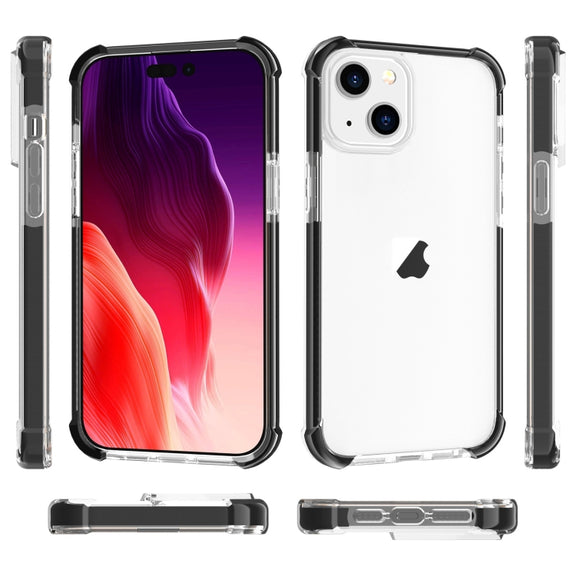 For iPhone 15 Plus Four-corner Shockproof TPU + Acrylic Phone Case(Black + Transparent)