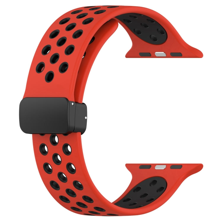 For Apple Watch Ultra 49mm Magnetic Buckle Silicone Watch Band(Red Black) - Watch Bands by PMC TechLife | Online Shopping South Africa | PMC TechLife