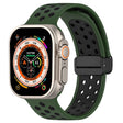 For Apple Watch Ultra 49mm Magnetic Buckle Silicone Watch Band(Army Green Black) - Watch Bands by PMC TechLife | Online Shopping South Africa | PMC TechLife