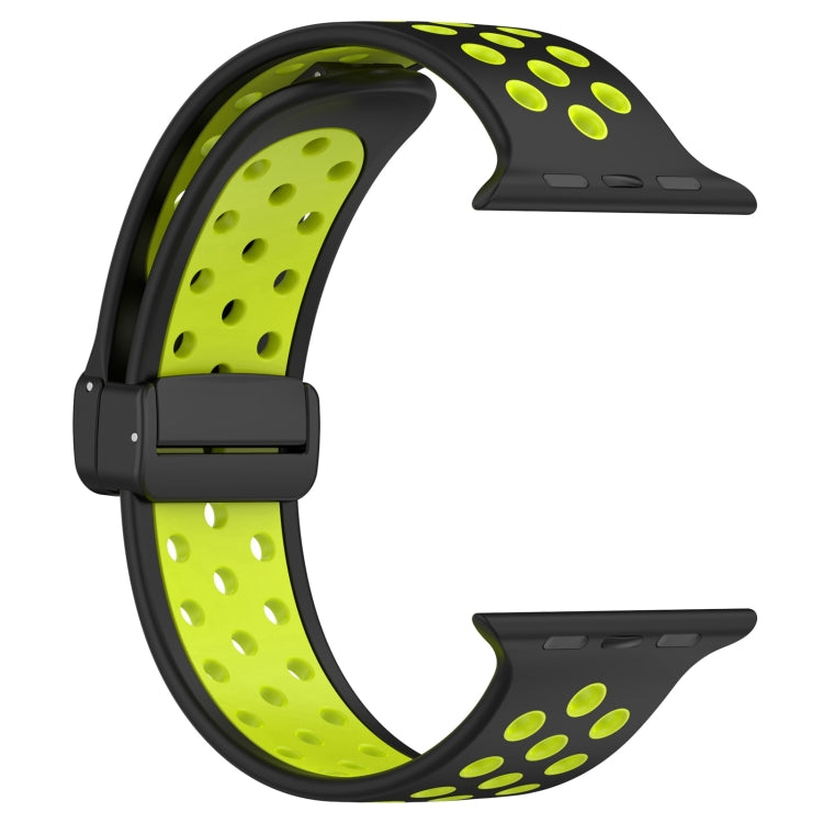 For Apple Watch 8 45mm  Magnetic Buckle Silicone Watch Band(Black Limes) - Watch Bands by PMC TechLife | Online Shopping South Africa | PMC TechLife