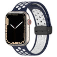 For Apple Watch SE 2022 44mm Magnetic Buckle Silicone Watch Band(Navy White) - Watch Bands by PMC TechLife | Online Shopping South Africa | PMC TechLife