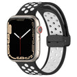 For Apple Watch SE 2022 44mm Magnetic Buckle Silicone Watch Band(Black White) - Watch Bands by PMC TechLife | Online Shopping South Africa | PMC TechLife
