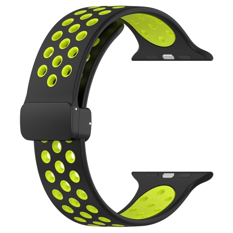 For Apple Watch 7 41mm Magnetic Buckle Silicone Watch Band(Black Limes) - Watch Bands by PMC TechLife | Online Shopping South Africa | PMC TechLife