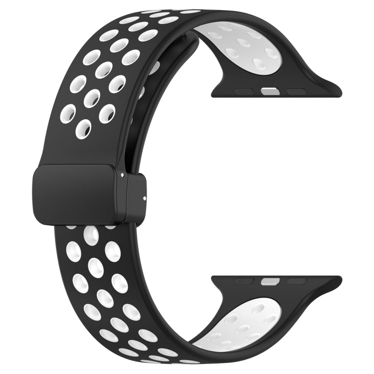 For Apple Watch 7 45mm Magnetic Buckle Silicone Watch Band(Black White) - Watch Bands by PMC TechLife | Online Shopping South Africa | PMC TechLife