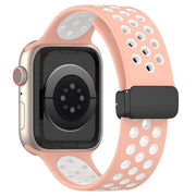 For Apple Watch SE 40mm Magnetic Buckle Silicone Watch Band(Pink White)