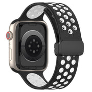 For Apple Watch SE 40mm Magnetic Buckle Silicone Watch Band(Black White)