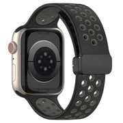 For Apple Watch SE 44mm Magnetic Buckle Silicone Watch Band(Black Grey)