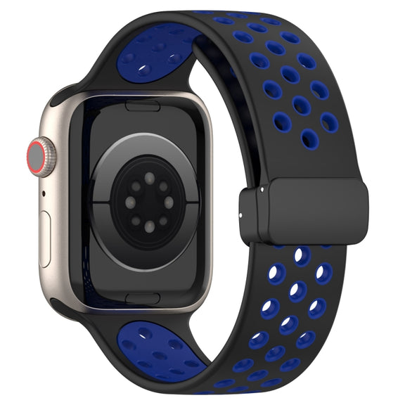 For Apple Watch 6 40mm Magnetic Buckle Silicone Watch Band(Black Blue)