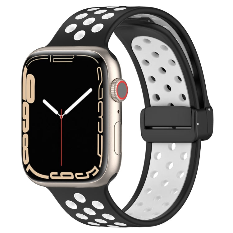For Apple Watch 4 40mm Magnetic Buckle Silicone Watch Band(Black White) - Watch Bands by PMC TechLife | Online Shopping South Africa | PMC TechLife