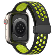 For Apple Watch 4 40mm Magnetic Buckle Silicone Watch Band(Black Limes)