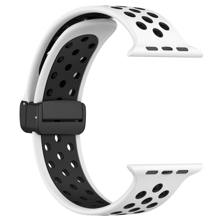 For Apple Watch 3 42mm Magnetic Buckle Silicone Watch Band(White Black) - Watch Bands by PMC TechLife | Online Shopping South Africa | PMC TechLife