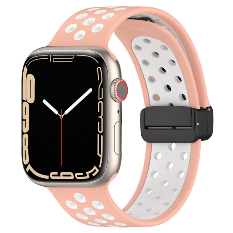 For Apple Watch 2 38mm Magnetic Buckle Silicone Watch Band(Pink White) - Watch Bands by PMC TechLife | Online Shopping South Africa | PMC TechLife