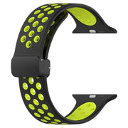 For Apple Watch 38mm Magnetic Buckle Silicone Watch Band(Black Limes)