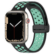 For Apple Watch 38mm Magnetic Buckle Silicone Watch Band(Black Cyan) - Watch Bands by PMC TechLife | Online Shopping South Africa | PMC TechLife