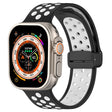 For Apple Watch SE 2023 44mm Magnetic Buckle Silicone Watch Band(Black White) - Watch Bands by PMC TechLife | Online Shopping South Africa | PMC TechLife
