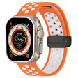 For Apple Watch Series 9 45mm Magnetic Buckle Silicone Watch Band(Orange White) - Watch Bands by PMC TechLife | Online Shopping South Africa | PMC TechLife