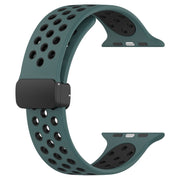 For Apple Watch Series 9 45mm Magnetic Buckle Silicone Watch Band(Olive Black)