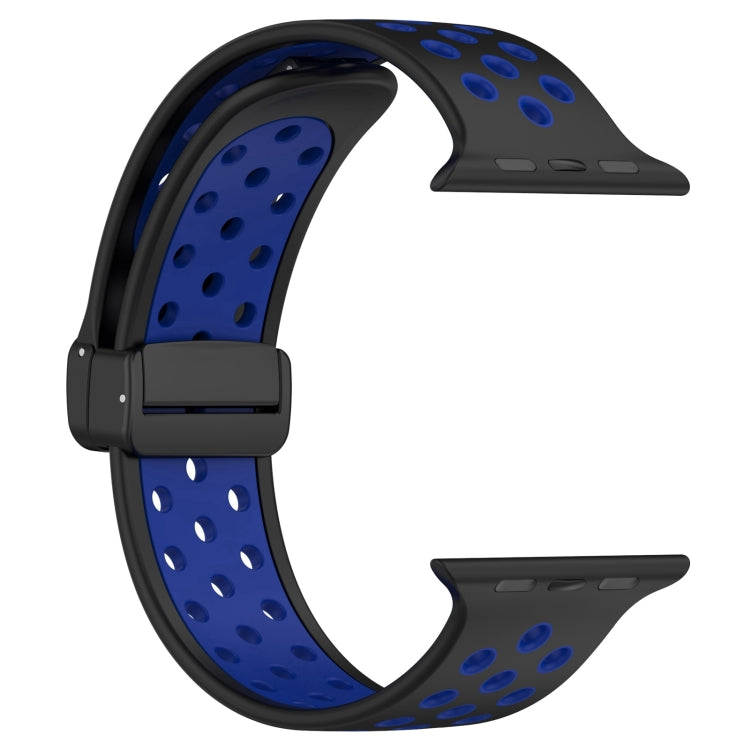 For Apple Watch Series 9 45mm Magnetic Buckle Silicone Watch Band(Black Blue) - Watch Bands by PMC TechLife | Online Shopping South Africa | PMC TechLife