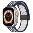 For Apple Watch Series 9 41mm Magnetic Buckle Silicone Watch Band(Navy White) - Watch Bands by PMC TechLife | Online Shopping South Africa | PMC TechLife