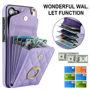 For Samsung Galaxy A54 5G Rhombic Texture Card Bag Phone Case with Long Lanyard(Light Purple)