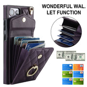 For Samsung Galaxy S23 Ultra 5G Rhombic Texture Card Bag Phone Case with Long Lanyard(Dark Purple)