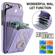For Samsung Galaxy S23+ 5G Rhombic Texture Card Bag Phone Case with Long Lanyard(Light Purple)