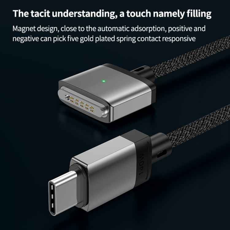 140W Type-C to Magsafe 3 Magnetic Charging Cable, Length:2m(Silver)