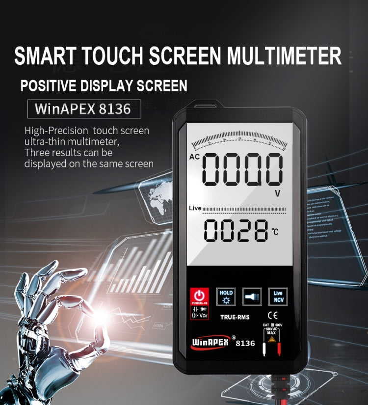 WinAPEX Smart Touch Screen Digital Multimeter, Model:8136 - free shipping - PMC Jewellery - Order now!