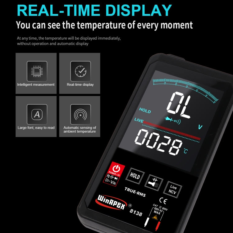 WinAPEX Smart Touch Screen Digital Multimeter, Model:8138 - Digital Multimeter by WinAPEX | Online Shopping South Africa | PMC Jewellery | Buy Now Pay Later Mobicred