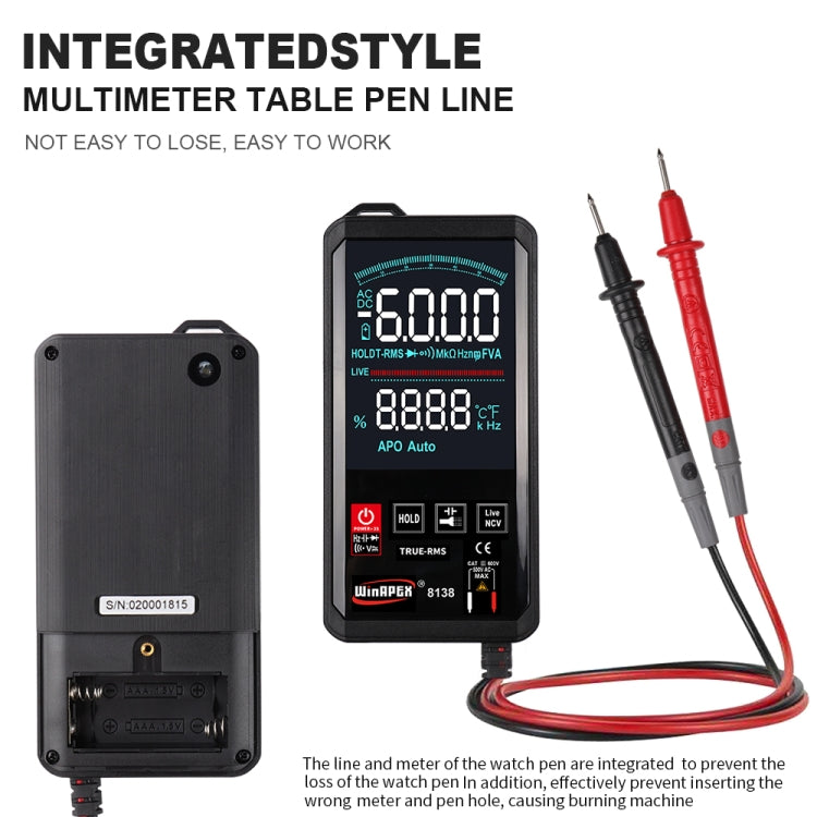 WinAPEX Smart Touch Screen Digital Multimeter, Model:8138 - Digital Multimeter by WinAPEX | Online Shopping South Africa | PMC Jewellery | Buy Now Pay Later Mobicred