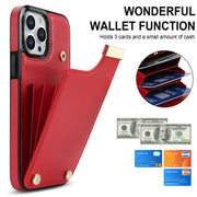 For iPhone 14 Pro Metal Buckle Card Slots Phone Case(Red)