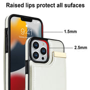 For iPhone 13 Pro Metal Buckle Card Slots Phone Case(White)