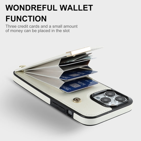For iPhone 13 Pro Metal Buckle Card Slots Phone Case(White)