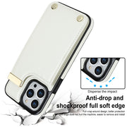 For iPhone 12 Pro Max Metal Buckle Card Slots Phone Case(White)