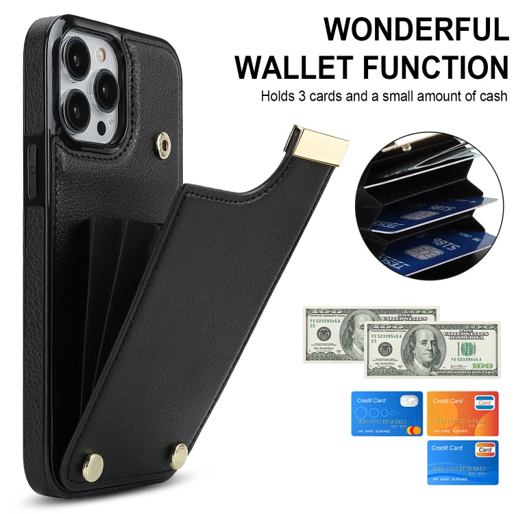 For iPhone 12 / 12 Pro Metal Buckle Card Slots Phone Case(Black) - free shipping - PMC TechLife - Order now!