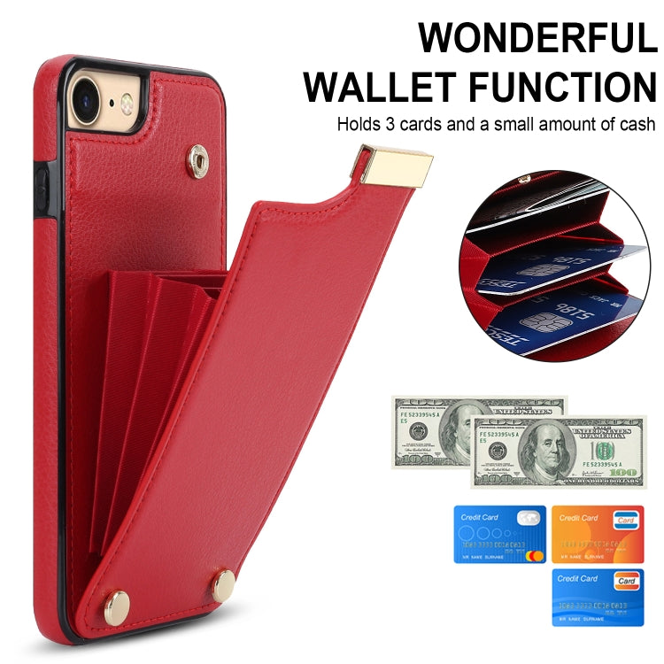 For iPhone SE 2022 / 2020 / 8 / 7 Metal Buckle Card Slots Phone Case(Red)
