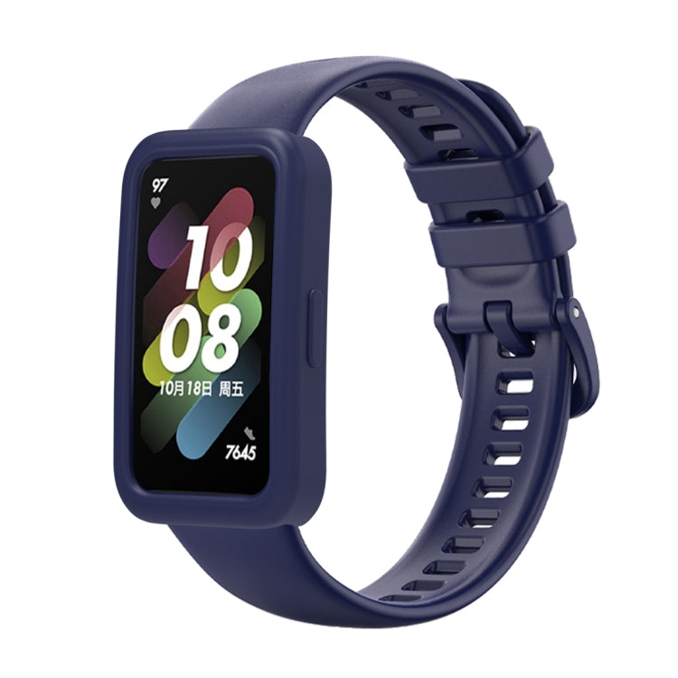 For Huawei Band 8 Silicone Protective Case + Silicone Watch Band Kit(Navy Blue) - Watch Bands by PMC TechLife | Online Shopping South Africa | PMC TechLife