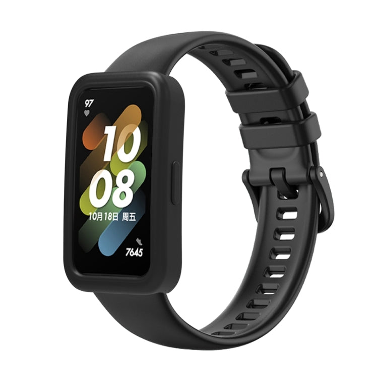 For Huawei Band 8 Silicone Protective Case + Silicone Watch Band Kit(Black) - Watch Bands by PMC TechLife | Online Shopping South Africa | PMC TechLife | Buy Now Pay Later Mobicred