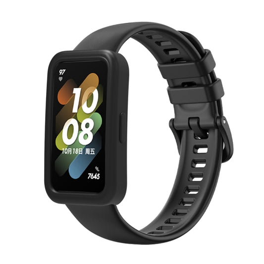 For Huawei Band 8 Silicone Protective Case + Silicone Watch Band Kit(Black) - Watch Bands by PMC Jewellery | Online Shopping South Africa | PMC Jewellery | Buy Now Pay Later Mobicred