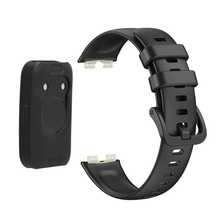 For Huawei Band 8 Silicone Protective Case + Silicone Watch Band Kit(Black) - Watch Bands by PMC TechLife | Online Shopping South Africa | PMC TechLife | Buy Now Pay Later Mobicred