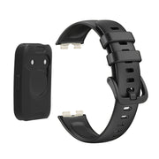 For Huawei Band 8 Silicone Protective Case + Silicone Watch Band Kit(Black)