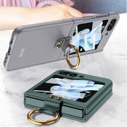 For Samsung Galaxy Z Flip5 GKK Ultra-thin PC Full Coverage Phone Case with Ring Holder / Tempered Film(Black)