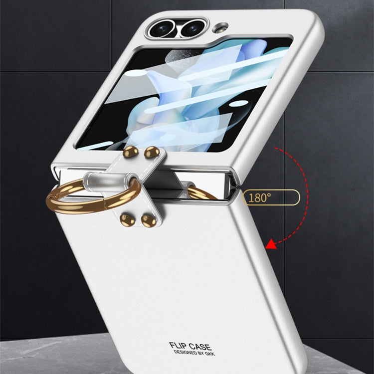 For Samsung Galaxy Z Flip5 GKK Ultra-thin PC Full Coverage Phone Case with Ring Holder / Tempered Film(Black)