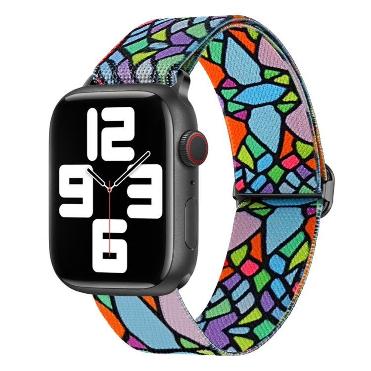 For Apple Watch SE 2022 44mm Painted Pattern Nylon Replacement Watch Band(Geometric Rainbow) - Watch Bands by PMC TechLife | Online Shopping South Africa | PMC TechLife