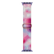 For Apple Watch 7 41mm Painted Pattern Nylon Replacement Watch Band(Ladder Purple Blue)