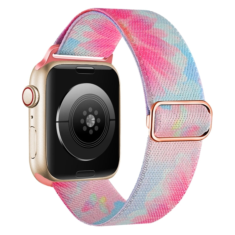 For Apple Watch 7 45mm Painted Pattern Nylon Replacement Watch Band(Flower Butterfly)